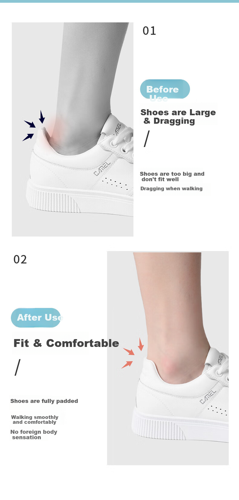 FOOTOPPO Front Palm Pad Half Pad for Women's High Heels And Leather Shoes, Semi-Sized Shoe Insoles, Thickened Shoe Inserts, Foot Pads And Cushions for Shoes That Are Too Big 5