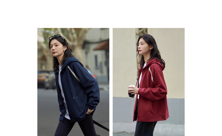Dme [Cotton Academy] Spring Simple Color-Block Hooded Cardigan, Casual Loose Comfortable Concealing Women's Jacket 3