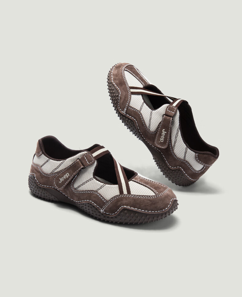 Jeep French Mary Jane Shoes for Women, Spring And Autumn Retro Casual Leather Shoes, Non-Slip Shallow Mouth Flat Single Shoes, Gray, Size 40 11