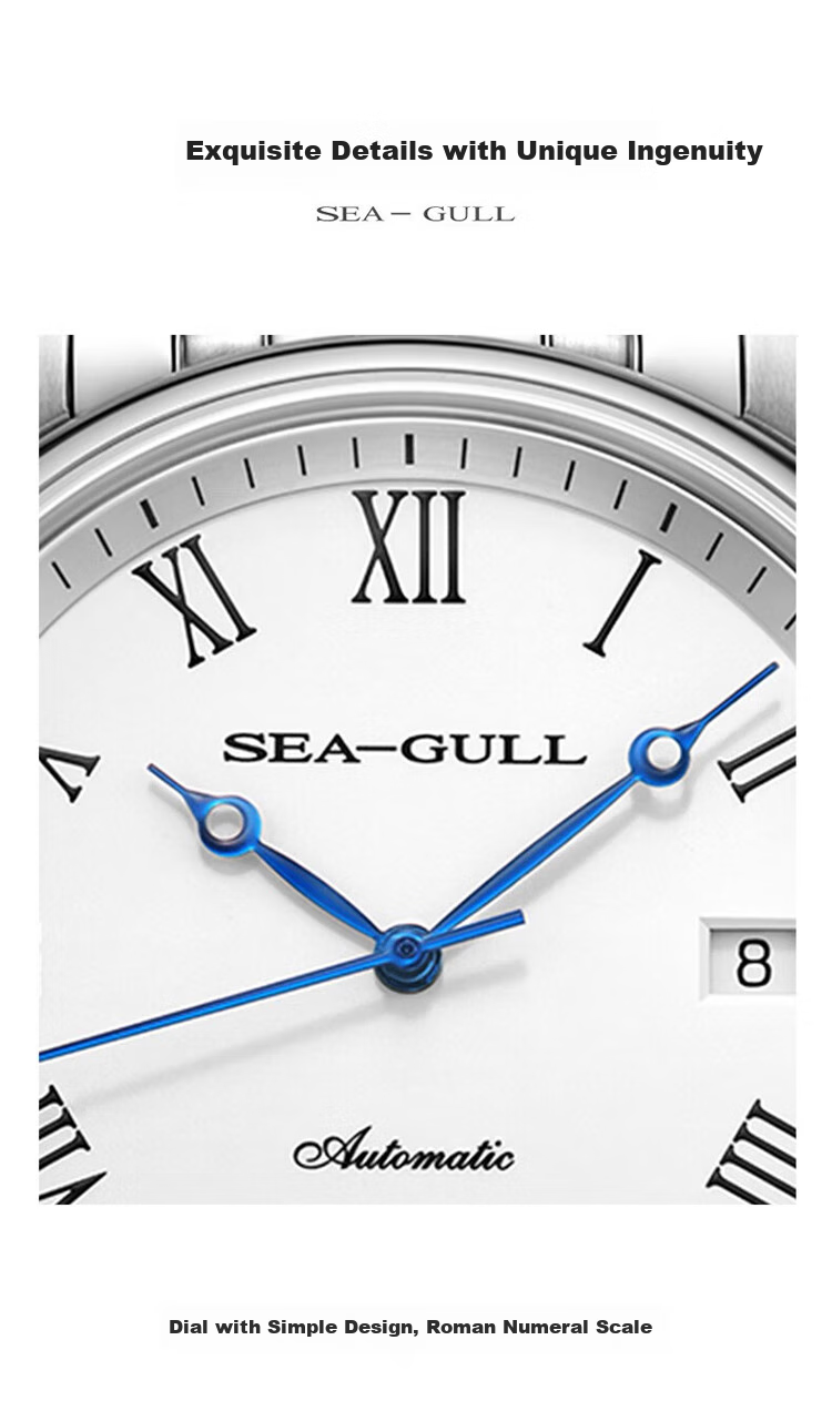 SEAGULL Automatic Mechanical Watch for Men, Simple Calendar Men's Watch, Birthday Gift for Men, National Watch 819.13.1054 15