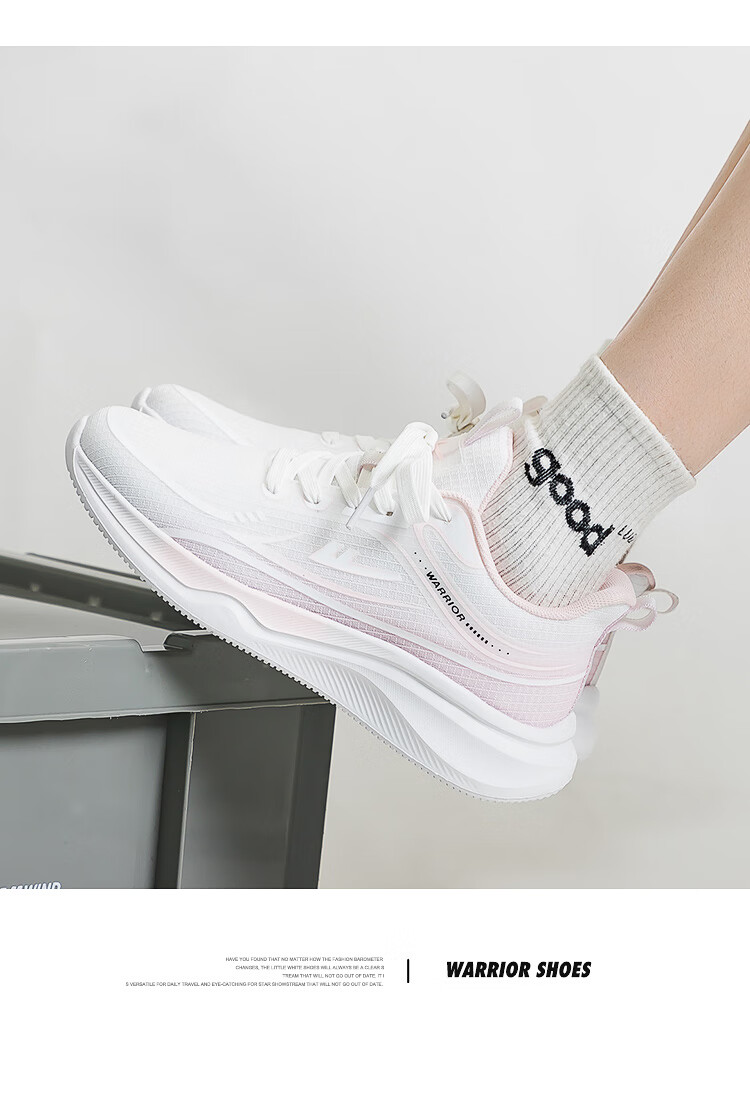 Warrior Official Women's Summer Flyknit Sports Shoes 2026 Women's Running Shoes White Pink (Leather) Size 37 11