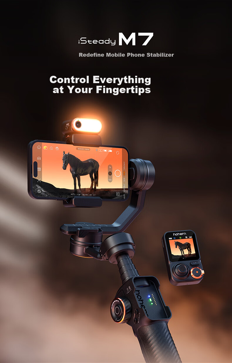 Hohem [Professional Grade | 9th Generation Stabilization] M7 Smartphone Stabilizer, Intelligent AI Precise Tracking, 360° Follow-Up, Orthogonal Three-Axis Anti-Shake Gimbal, Selfie Stick, Live Streaming And Vlog Tool 1