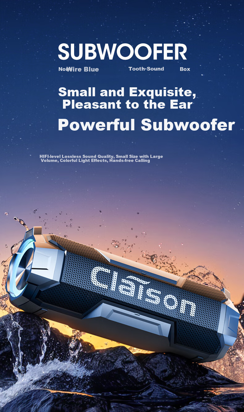 CLAISON T127 2026 New Portable Bluetooth Speaker AI Tuning Long Battery Life Ambient Lighting Multi-Device Connection IP67 Waterproof Harman-Level Sound Gold 1