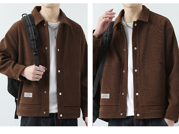 ROMON Men's Jacket, Spring And Autumn Casual Business Style, Youth Tobacco Jacket, Workwear Outerwear, Beige Color, Size 4XL 12