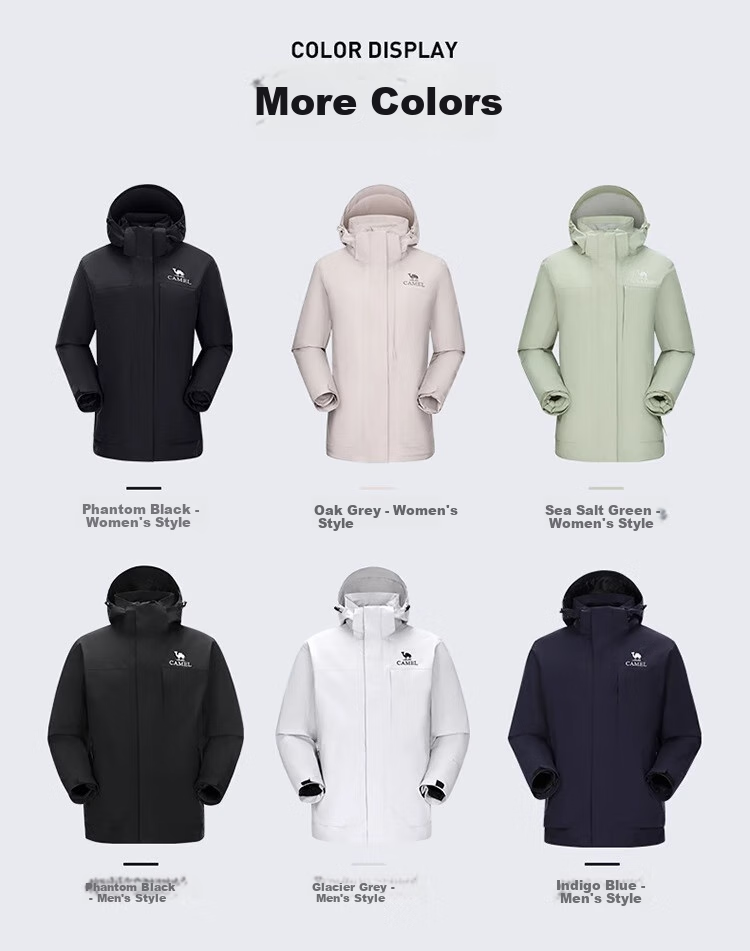 CAMEL Goose down Three-In Waterproof Thickened Mountaineering Jacket A70723 Oak Gray, Women's Size L 12