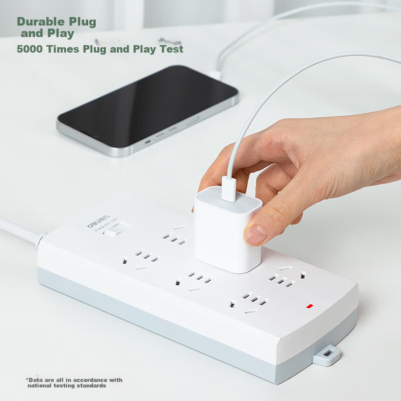 Deli 3C Certified National Standard Power Strip, Power Bar/Power Strip/Extension Cord/Power Board/Surge Protector, Ultra-Power Protection Overload Prevention, 3995S, 6 Outlets with Master Switch, 3 Meters Long
