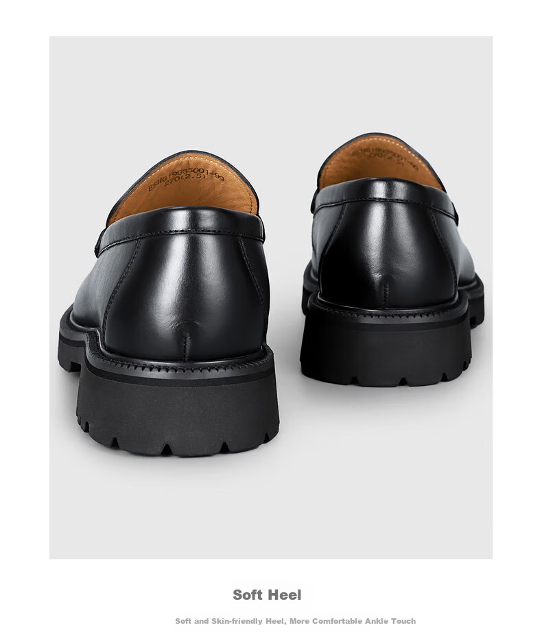Goldlion Men's Slip-On Leather Shoes with Top-Grain Leather And Height-Increasing Soles, Business Casual Wedding Shoes, Thick-Soled Loafers for Me 9