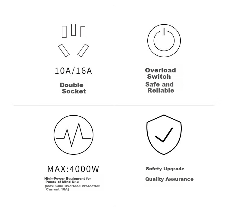 JS JISHUN Professional 16A Air Conditioner Water Heater Socket, High Power 4000W Lightning Protection And Overload Prevention, 10A16A Conversion 4-Meter Extension Cord, Specialized for Air Conditioners And Water Heaters 2