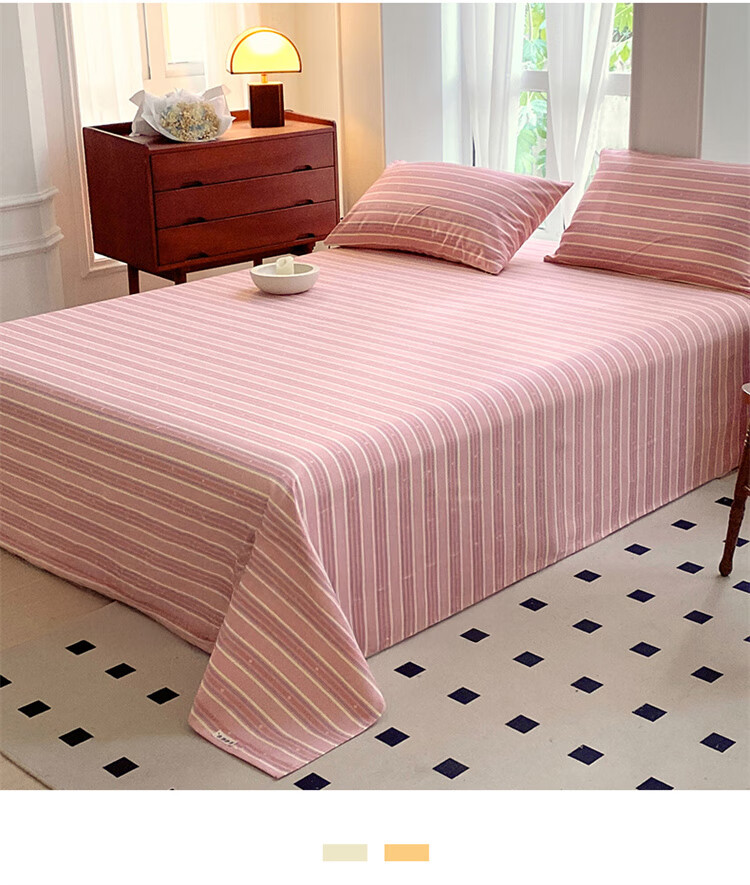 Wuyinliangpin Pure Cotton Coarse Linen Cool-Feeling Bed Sheet Single Piece, All-Cotton Double Bed Sheet Bedding, 230*245cm 4