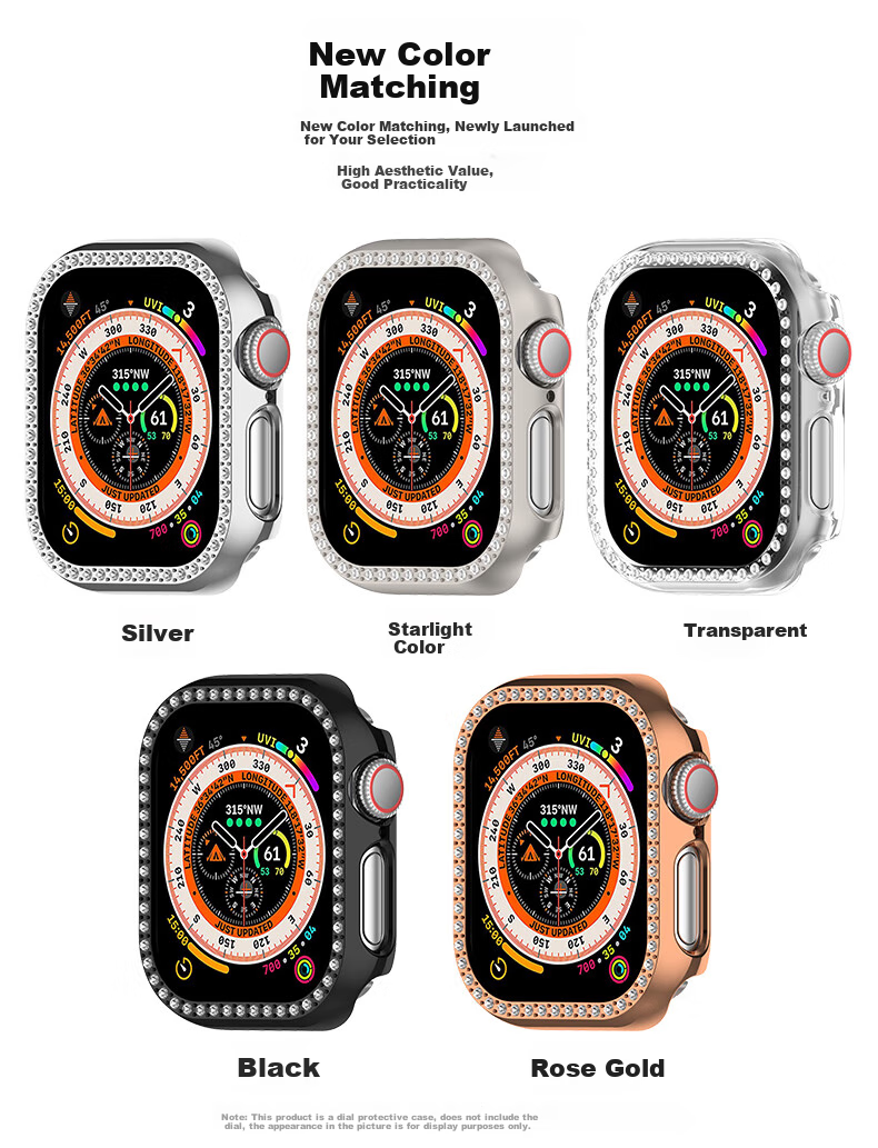 KMaxAI Apple Watch Series 11 Case, Women's Style, Transparent Shell, Shockproof, Slim, Stylish, Diamond-Embedded Hollow Design, ABS+PC Material, Full Edge Protectio 3