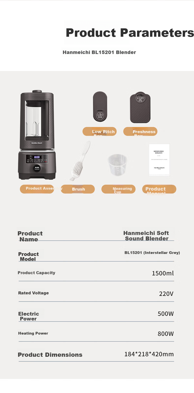 Hamilton Beach High-Speed Blender, Vacuum Juicer, Imported Tritan Material, Self-Cleaning, Noise-Reducing, Quiet Operation, Fully Automatic Soy Milk Maker And Juice Extractor BL18105 18