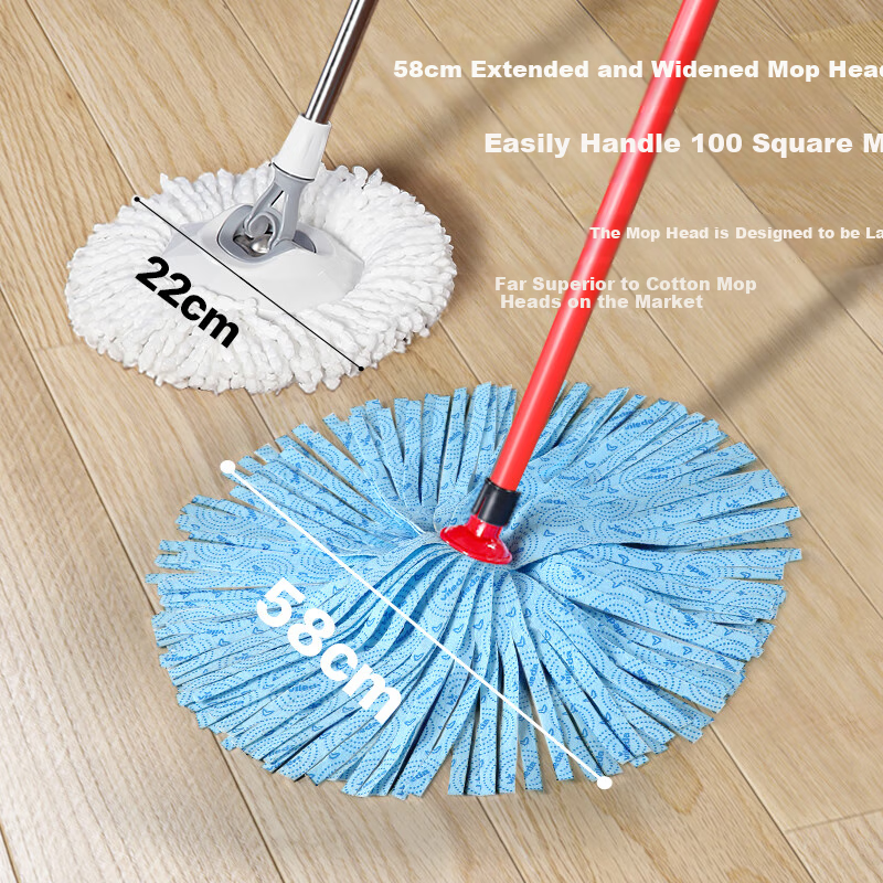 Weilida German Brand Mop, Traditional Household Non-Woven Floor Mop, Absorbent Cleaning Cloth, One-Pole with Two Heads