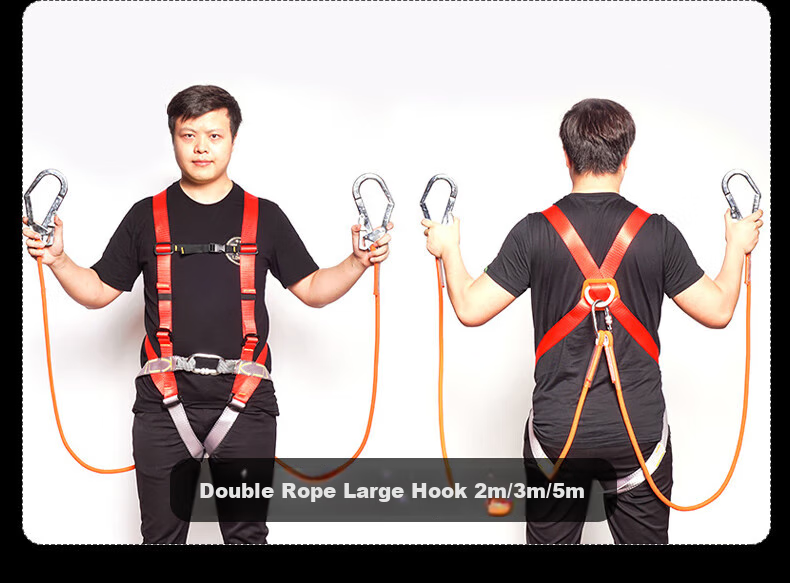 Kanle Safety Lanyard with Hook, High-Altitude Work Rope, Wear-Resistant Construction Site Safety Belt, Electrical Work Protection Strap 12