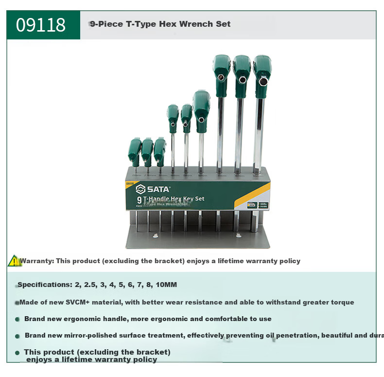 SATA Tool Set, 8-Piece Folding Hex Key Set, 09121 12