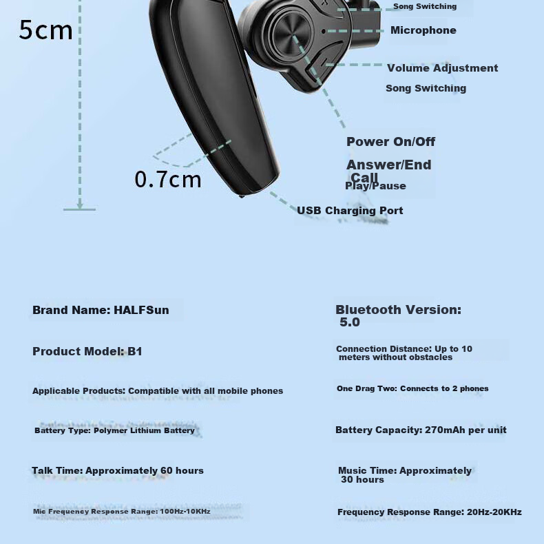 Guiyin B1 Wireless Bluetooth Headphones, New Over-Ear Design with Noise Cancellation, Dual Replaceable Batteries, In-Ear Style with Long Standby Time, Suitable for Running, Compatible with Huawei, Apple, OPPO, Xiaomi, Vivo 20