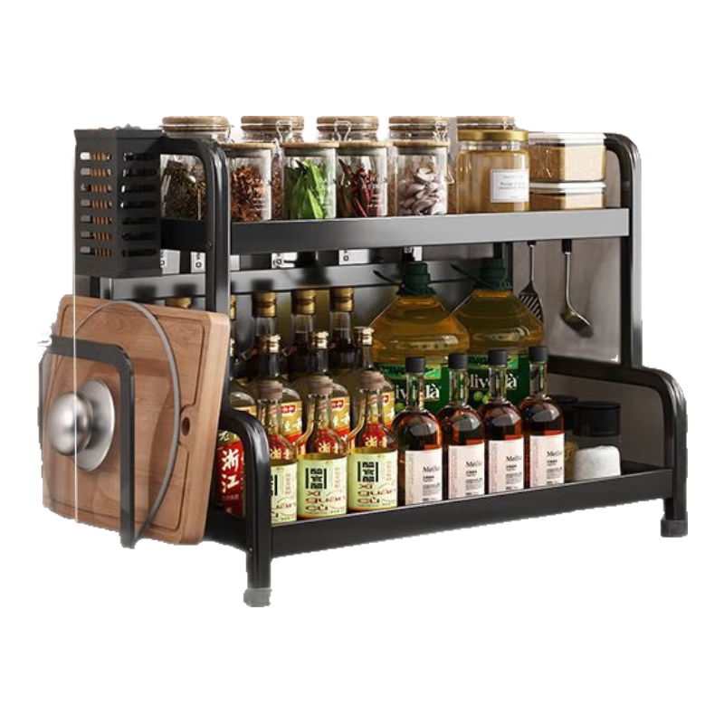 Jibaiju Kitchen Multi-Functional Storage Rack, Knife Holder, Cutting Board Rack, Spice Rack, Countertop Spice Organizer