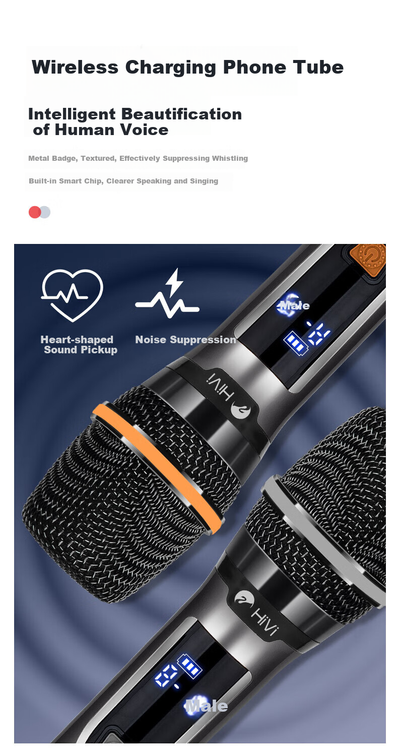 HiVi Outdoor Karaoke Speaker, Square Dance Singing High-Power Trolley Portable Speaker, Microphone Amplifier All-In Instrument Subwoofer, Bluetooth Connection, MA08 6