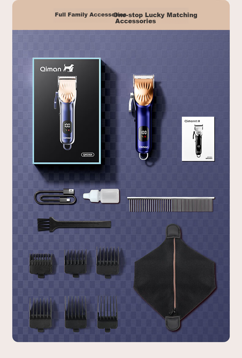 Qiman Pet Hair Clipper, Dog Grooming Tool, Pet Trimmer, Golden Retriever Hair Trimmer, Large Dog Hair Clipper, Electric Trimmer for Pet Shops [With Pet Comb Included] 13
