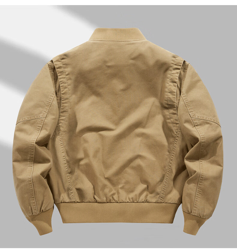 JEEP SPIRIT Men's Casual Lightweight Baseball Jacket for Spring And Autumn, Khaki Color, XL Size 6