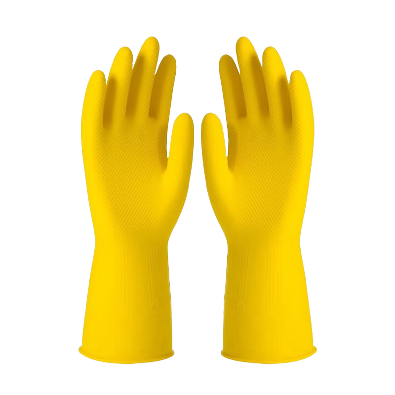 Nanyang Thickened Latex Gloves 100g Waterproof Oil-resistant Chemical-resistant Work Gloves (Min Order 3 Pairs) Cleaning Hygiene Thickened M/Medium Yellow*1 Pair