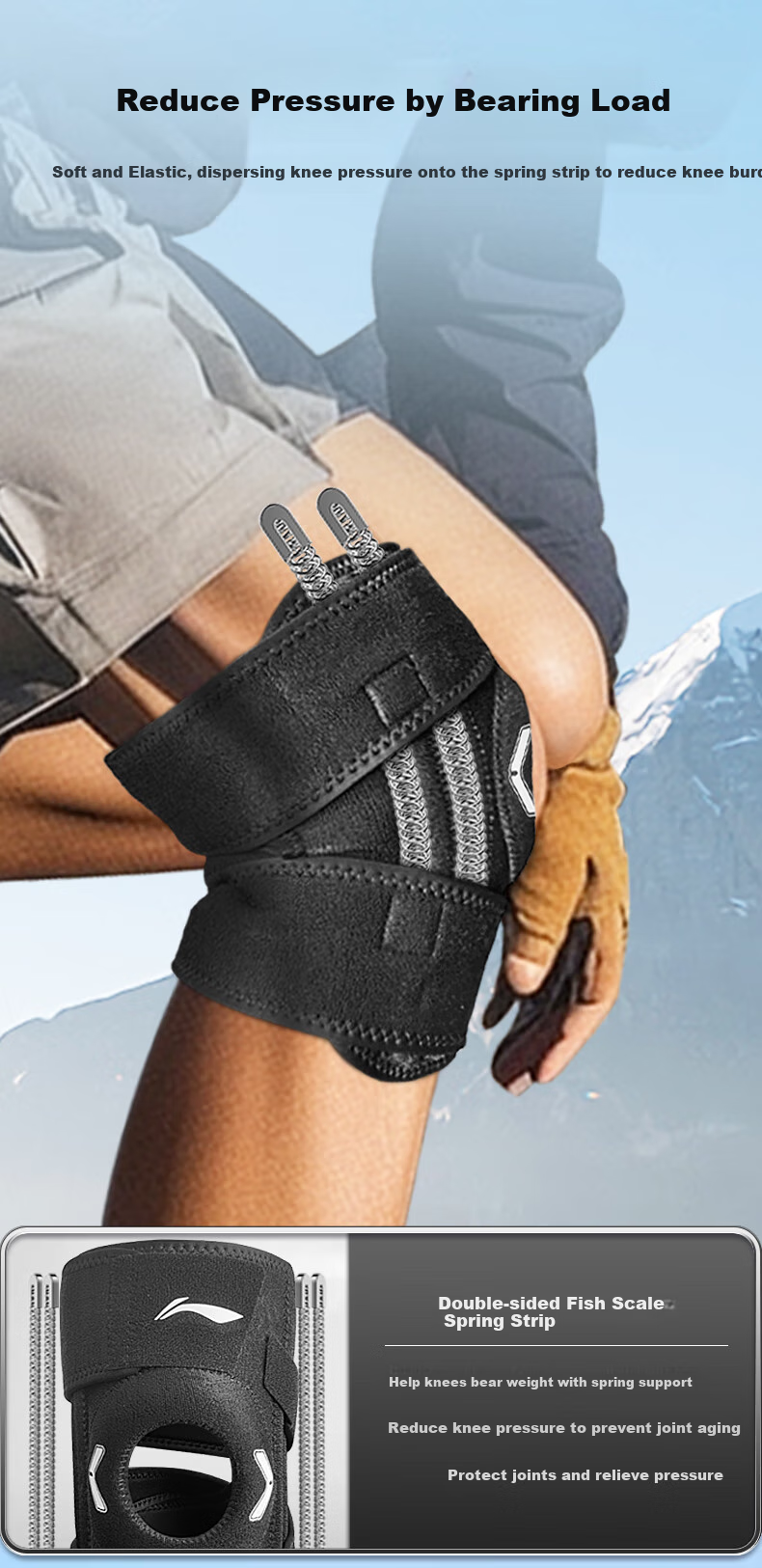 LI-NING Professional Sports Knee Brace for Men and Women, Protective Knee Support for Mountaineering, Hiking, Badminton, Running, Squats, Meniscus Injury 7