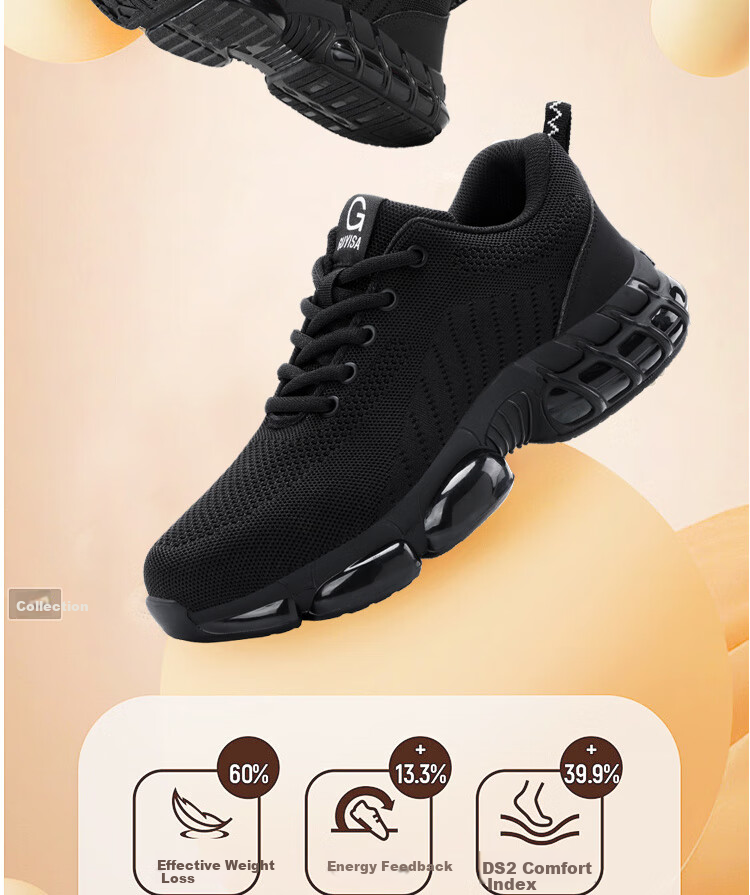 GUYISA Men's Safety Work Shoes Steel Toe Anti-Smash Puncture Resistant Comfortable Durable Construction Site Shoes 3033ST Size 43 3