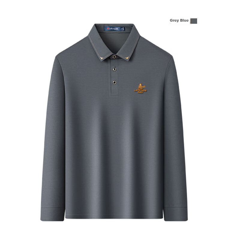 MONTAGUT Autumn Commuter Versatile Men's Long-Sleeve Polo Shirt, Wrinkle-Resistant T-Shirt, JG Gray Blue, XL 5