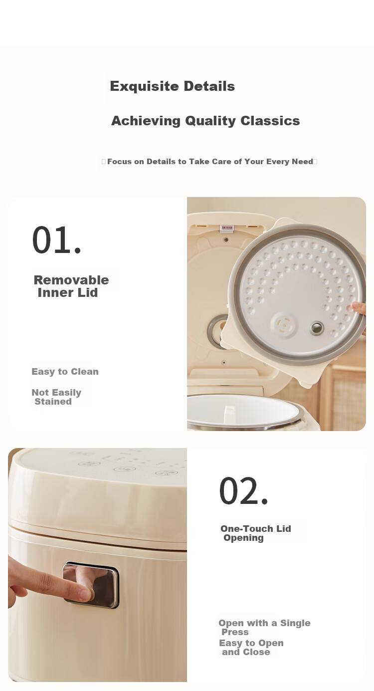 Liven Rice Cooker, Zero Fluorine Titanium Enamel Non-Stick Inner Pot, 3L Capacity, Small Household Electric Rice Cooker for 4-5 People, Smart Reservation Porridge Cooker And Rice Cooking Pot FB-D3568 20