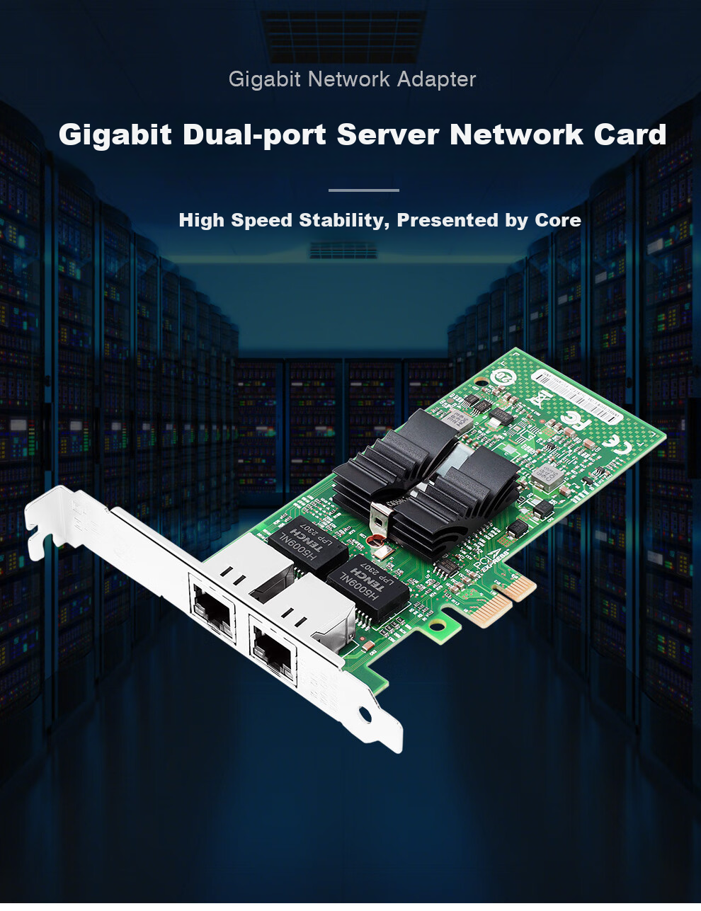 FLYBISH NA576-T2 PCI-E X1 Gigabit Dual-Port Server Network Card with Two Ports, Soft Router ROS Aggregation, Intel 82576 Chip 1