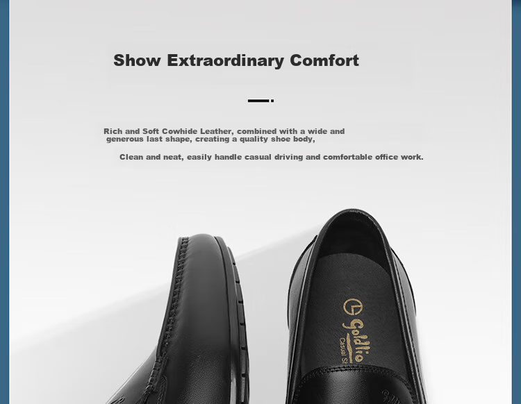 Goldlion Men's Slip-On Loafers, Comfortable Penny Loafers, Business Casual Leather Shoes, 57101035001A-Black Size 40 3