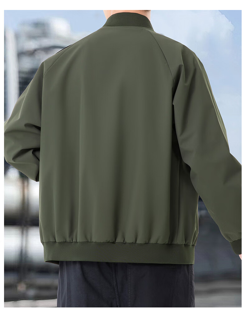 JEEP SPIRIT Men's Jacket, Spring And Autumn Simple Solid Color Baseball Collar Coat Casual Wear, Black, XL 10