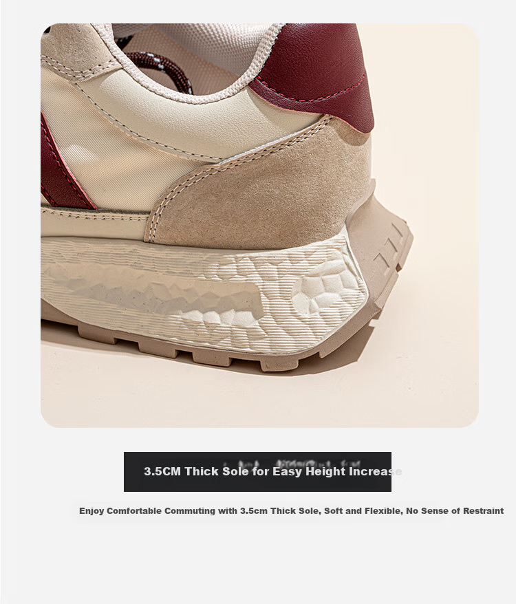 ZHR Casual Shoes for Women, Retro Sports Women's Shoes, Thick-Soled Heightening Versatile Dexun Shoes for Women, QS27, Beige-Red, Size 40 13