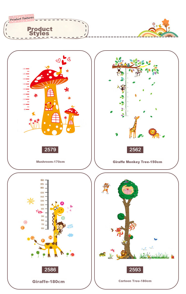 Modouyu Children's Height Chart Sticker, 3D Giraffe Design, Removable Cartoon Growth Chart, Height Measuring Tool for Babies And Childre 3