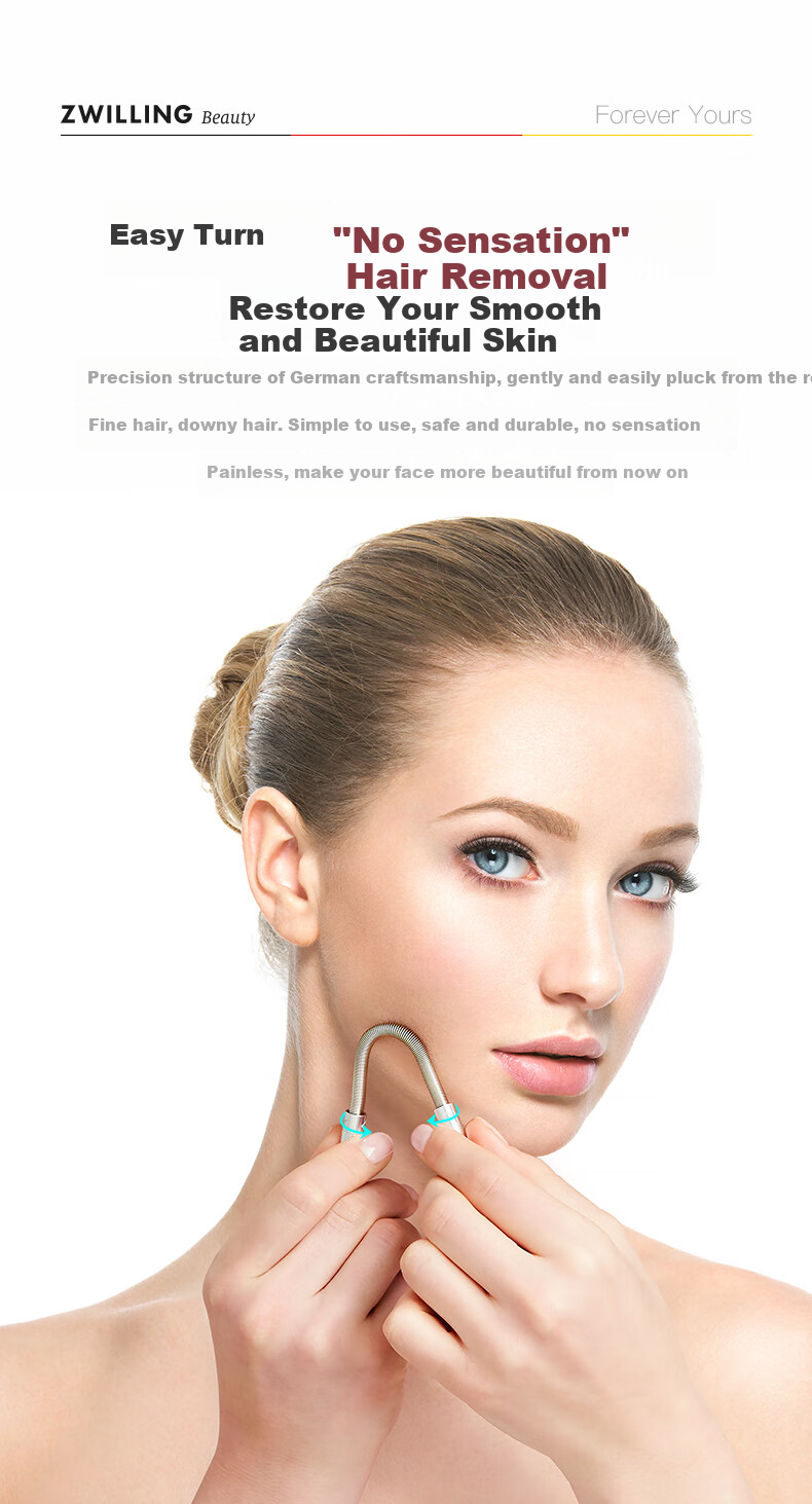 ZWILLING Facial Hair Remover, Stainless Steel Spring Face Hair Removal Device, Hair Plucker, Lip Hair Remover, Gift for Girlfriend, Germa 5