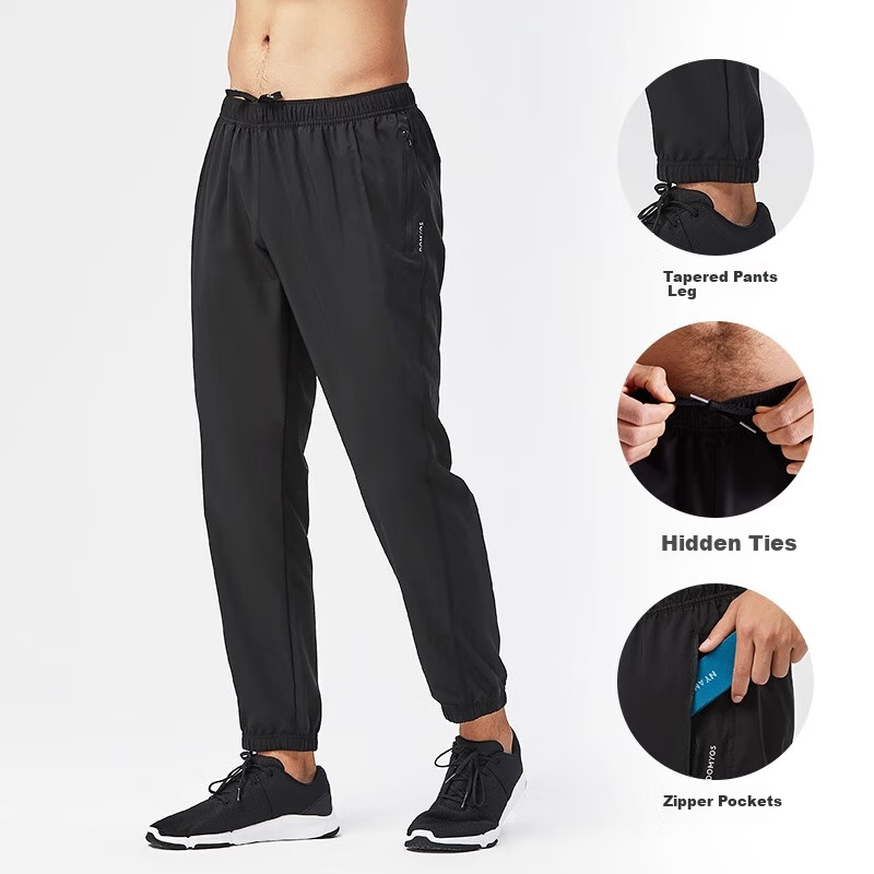 DECATHLON Men's Sports Pants, Quick-Dry Long Trousers, Ankle-Tied Pants, Breathable Lightweight Athletic Pants-2955012