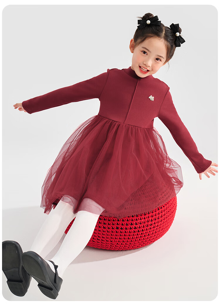 QQ DUCK Children's Clothing Girls' Dress Youth Fleece-Lined Warm Winter Coat Little Duck Dress Beige; 120 1