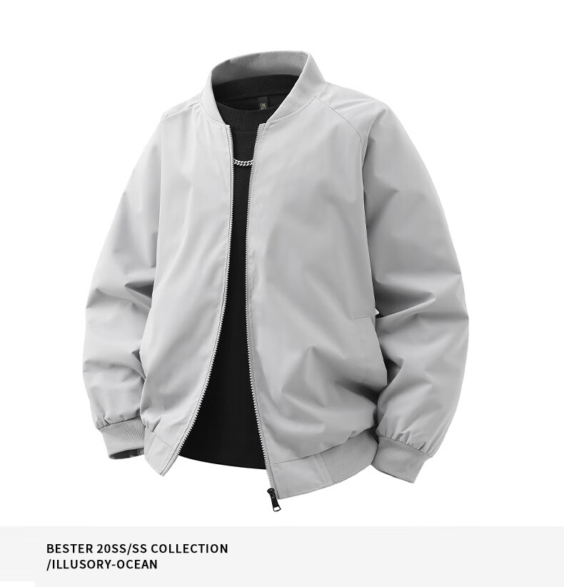 Jeanswest Men's Spring and Autumn Casual Sports Comfortable Loose Jacket Trendy Baseball Collar Outerwear 12