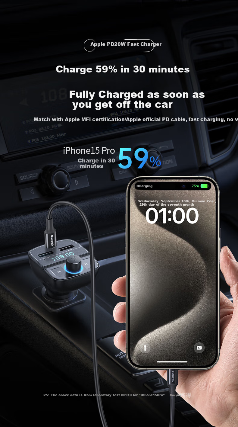 UGREEN Car Charger, Cigarette Lighter Adapter with Two Or Three Ports, Converter Plug Extension for Dash Cam, Compatible with 12V/24V Cars And Trucks, Expansion Charging Port 3