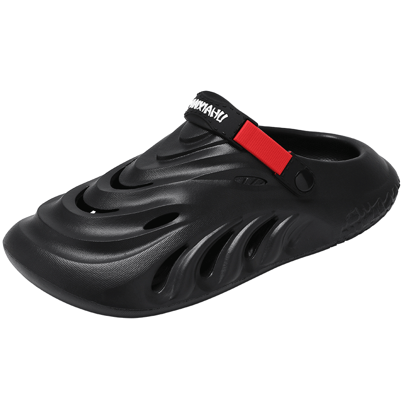 CARTELO Men's Perforated Shoes, Summer Closed-Toe Sandals, Comfortable Beach Shoes, Dual-Use Sandals And Slippers for Men, 1564 Black, Size 44-45