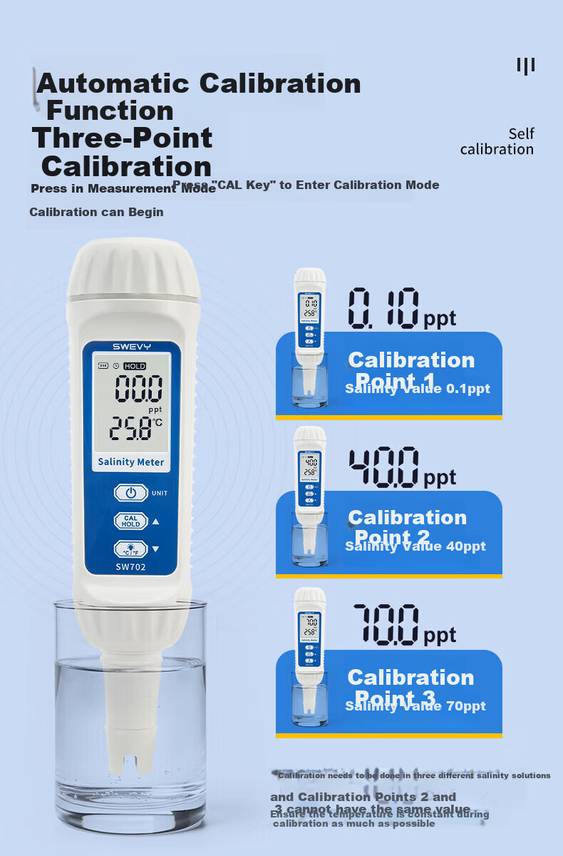 Suwei Salinity Meter, Electronic Seawater Salinity Meter, High-Precision Seawater Aquarium Aquaculture Salinity Detector SW-702 5