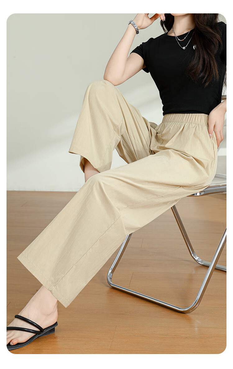 Jeanswest Casual Pants for Women, Summer Trendy Loose-Fitting Draping Solid Color Versatile Yamamoto Wide-Leg Pants, Pink, Size L 17