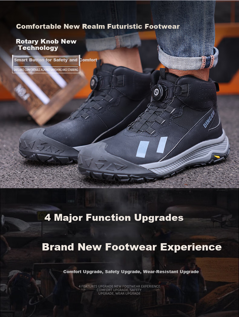 Dinggu Safety Shoes with Steel Toe, Puncture-Resistant, Smart Buckle, Wear-Resistant High-Top Autumn And Winter Men's Shoes JD1358BGD41 4