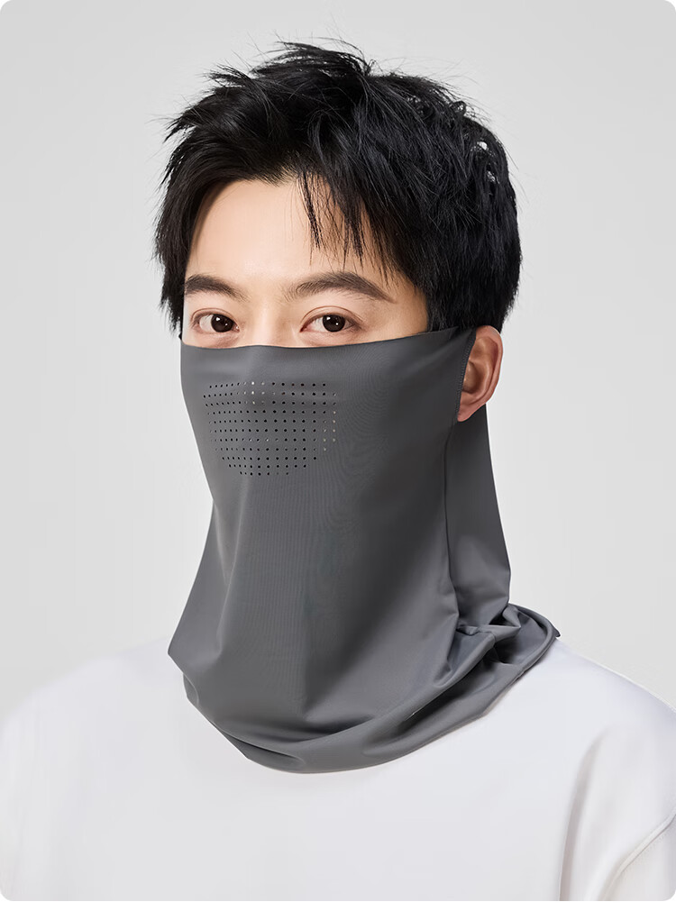 JIUMU Ice Silk Sun Protection Face Mask for Men, Cycling Summer UV Protection Sunshade Neck Guard Full Face Breathable Sun Protection Mask 8