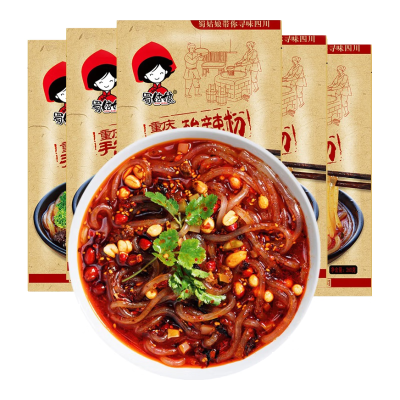 蜀姑娘非油炸红薯酸辣粉袋装260g*5 方便速食米粉米线 小吃 零食