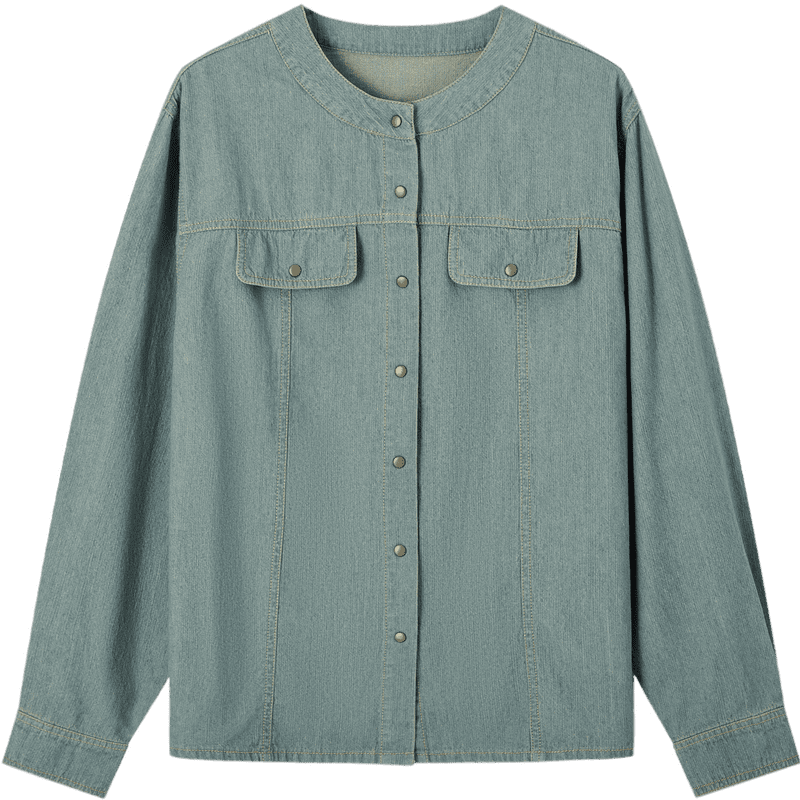 Dme Spring Breathable Cloud Cotton Slim Fit Round Neck Shirt for Women