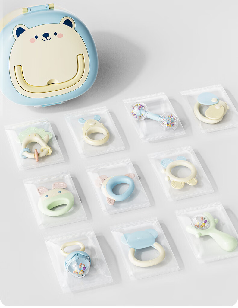 Beitaisi Baby Rattle Toy, Chewable Teether, Infant Toy Gift Box, 0-6 Months And 1 Year Old Grip Training, 6-Piece Set 18