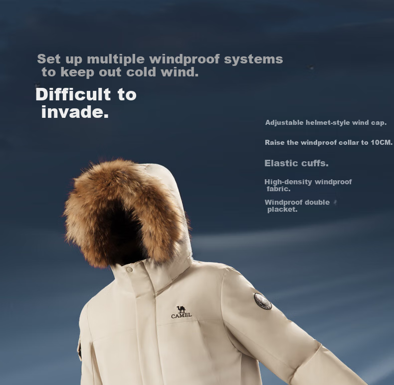 CAMEL Workwear down Jacket, Mid-Length, White Duck Down, Collar, Casual Sports Thickened Coat, Winter Season, M13CAKI038A 23