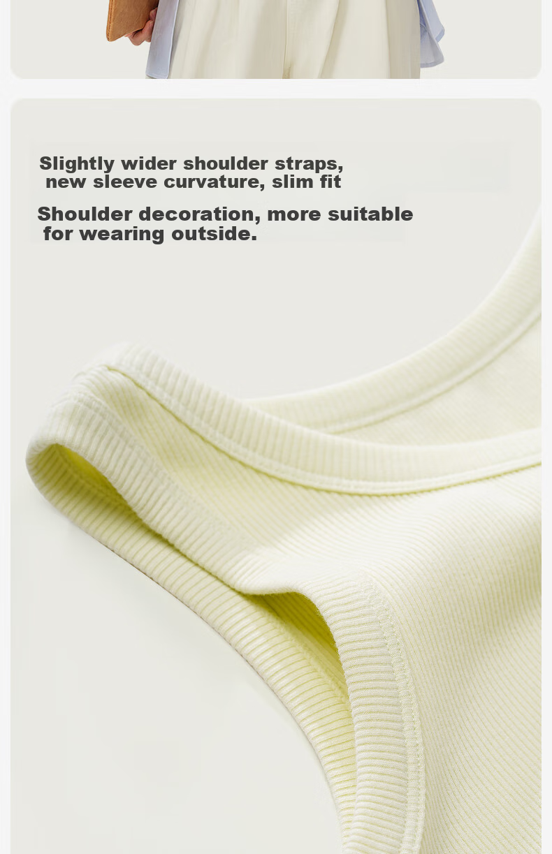 Jianyun Modal Cotton Tank Top for Women, Short Inner Wear Undershirt, Thin Underwear, Ribbed Crop Top, Can Be Worn As Outerwear, Summer Seaso 7