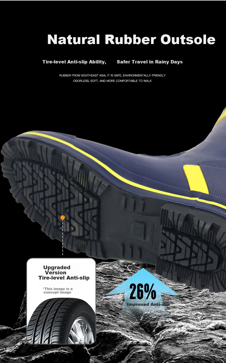 Jolly Walk Water Boots, Rain Boots for Men, High-Top Rain Boots, Long Fishing Boots, Car Washing Waterproof Overshoes, Rubber Boots JW211 Blue Yellow 42 4