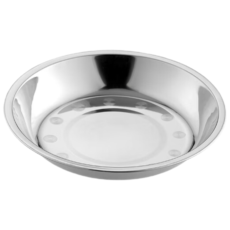 CHAHUA Premium Stainless Steel Thickened Round Plate Household Vegetable Plate Dining Plate Barbecue Plate 20cm 2-Pack